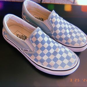 VANS blue checkered slides
